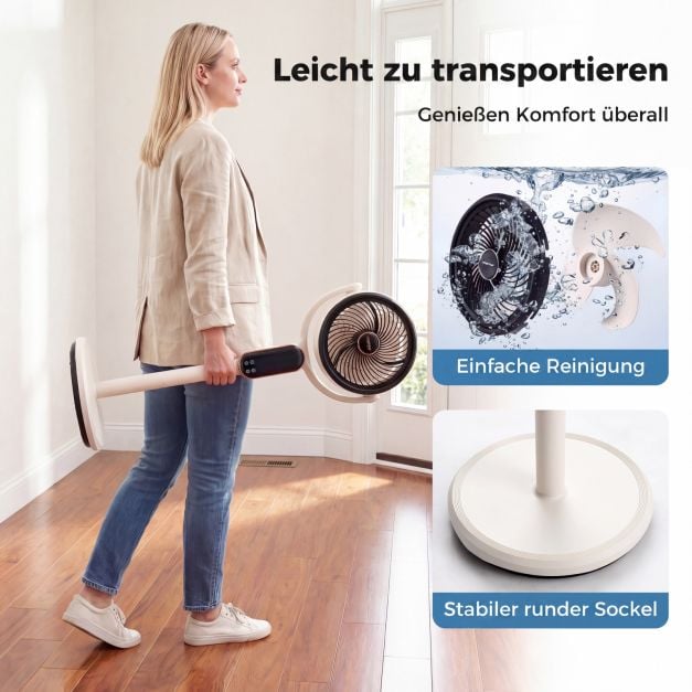 Ventilateur sur pied réglable Coast – 8 vitesses – 54-96 cm – Blanc