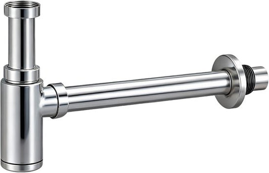 Mirlux - Siphon en acier inoxydable chromé - Siphon universel pour lavabo Ø32 mm - Réglable 300 x 243 mm - Rosace murale incluse - Siphon design pour lavabo et évier
