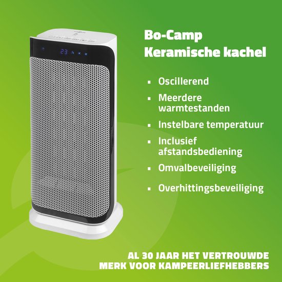 Bo-Camp - Chauffage céramique - Oscillant - Mode ventilation - 1000/2000 watts