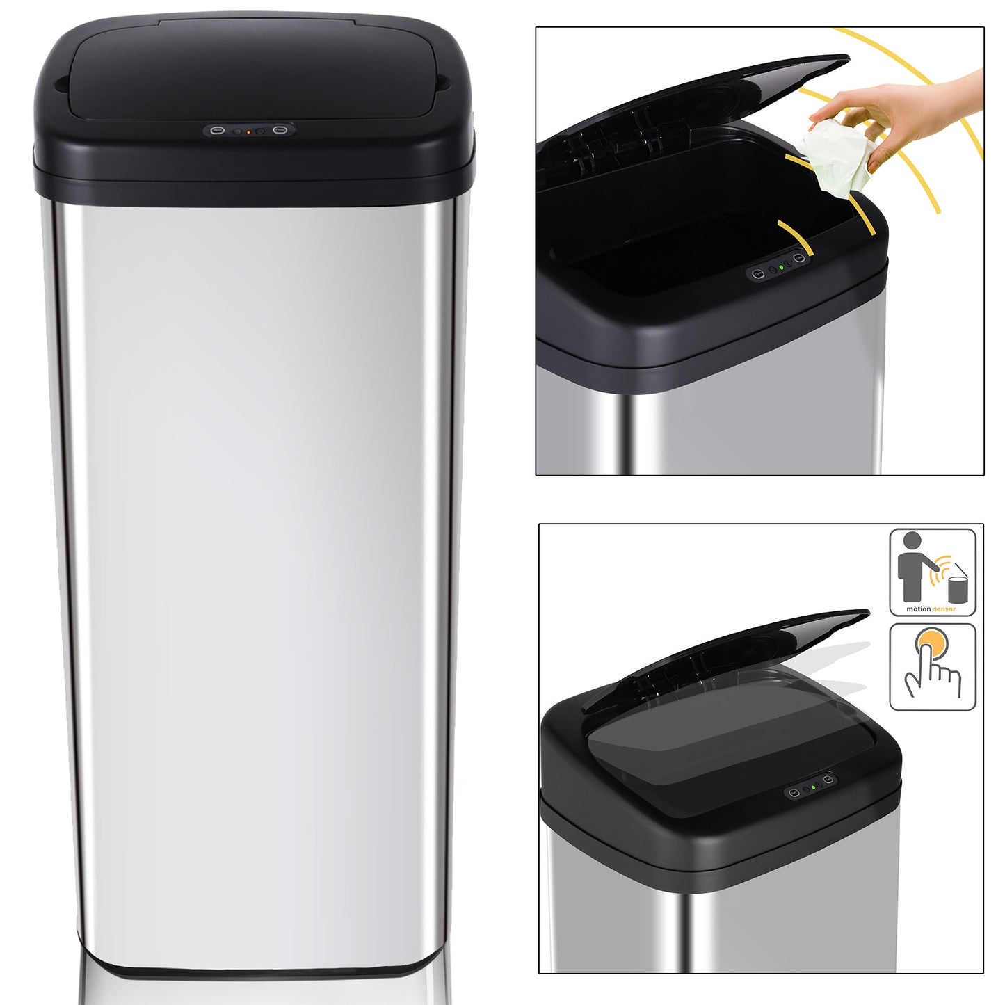 Poubelle à capteur - Deuba - 50 L - Détection automatique - Couvercle sans contact - LED & interrupteur marche/arrêt