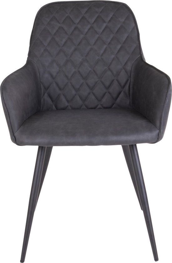 House Nordic Harbo Dining Chair Vegan Leather Dark Grey - Set of 2
