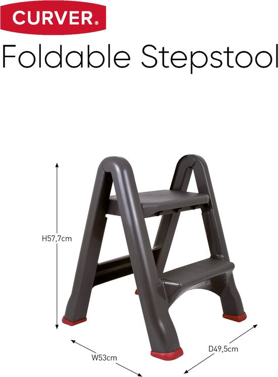 Marchepied pliable Curver - 49,5 x 17,2 x 64 cm - Anthracite/rouge