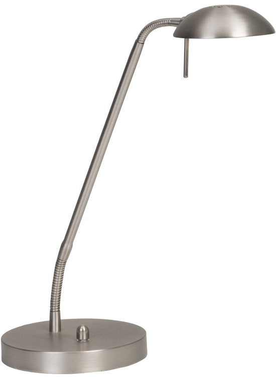 Lampe de table en acier Biron à 1 éclairage 7502ST avec bras pivotant et inclinable, socle de 17 cm, cordon de 185 cm, design classique, Mexlite