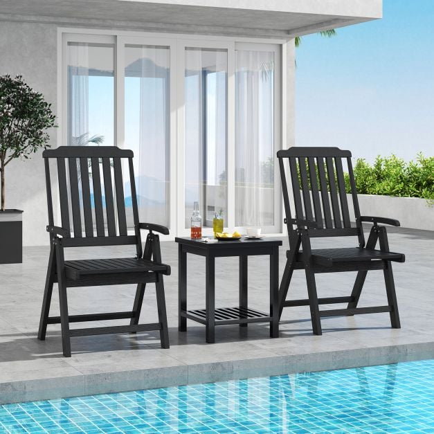 Coast Garden Chair Black - Chaise pliante en plastique avec dossier haut - 55 x 63 x 101 cm