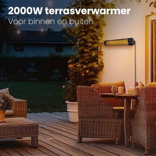 Chauffage de terrasse Auronic - Electrique - 2000W - IP55 - Noir
