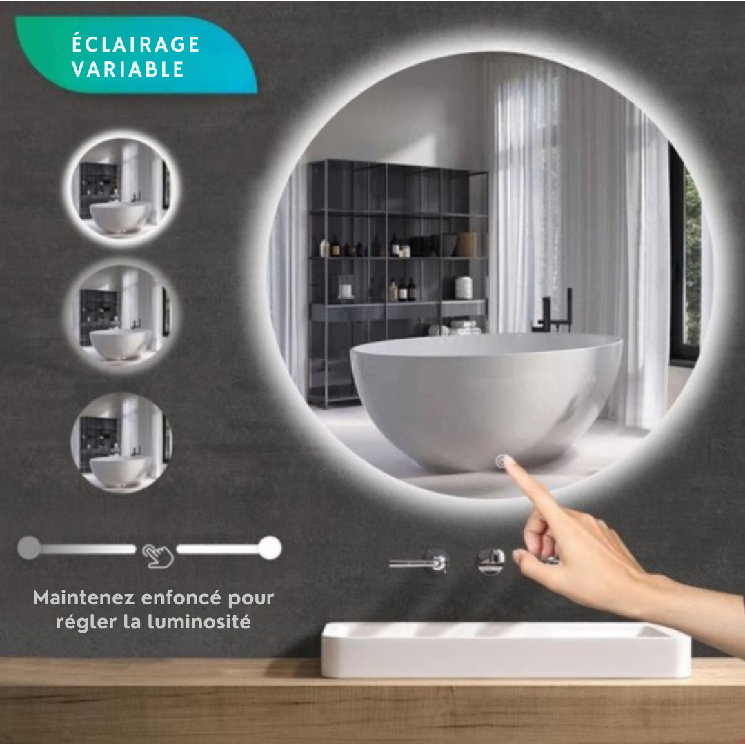 Miroir de salle de bain Mirlux - Eclairage LED - 3 couleurs - Anti-condensation - 80CM