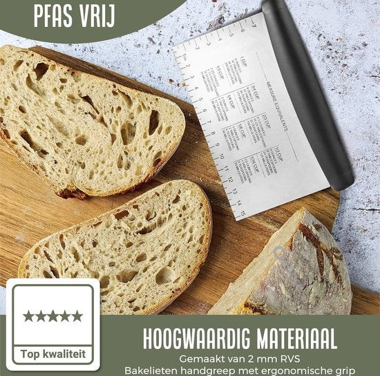 COOCK - Coupe-pâte ergonomique en acier inoxydable - Grattoir à pâte - Couteau à pizza - Coupe-légumes - Grattoir à gâteaux et à tartes
