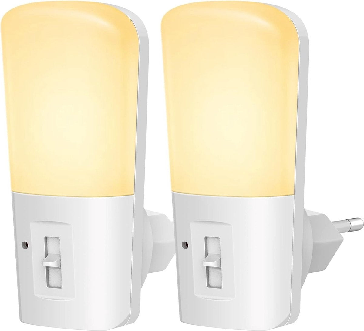 Qumax LED Night Light Socket 2 pcs - Veilleuse dimmable avec capteur - Veilleuse de chambre de bébé - Capteur jour et nuit - Enfants et bébés - Blanc