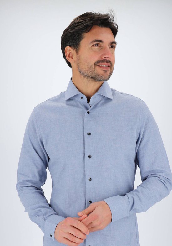 Chemise slim fit Michaelis pour homme - dobby - bleu - Repassage facile - Taille du col : 39