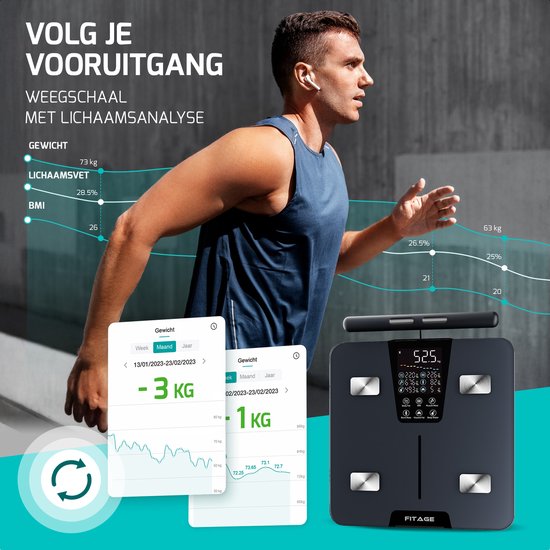 FITAGE Handle Scale Personal Scale Digital - Smart Scale with 17x Body Analysis - Scales - FITAGE App