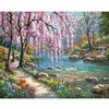 Bureau - Peinture sur chiffres arbre avec rivière - 40x50cm
