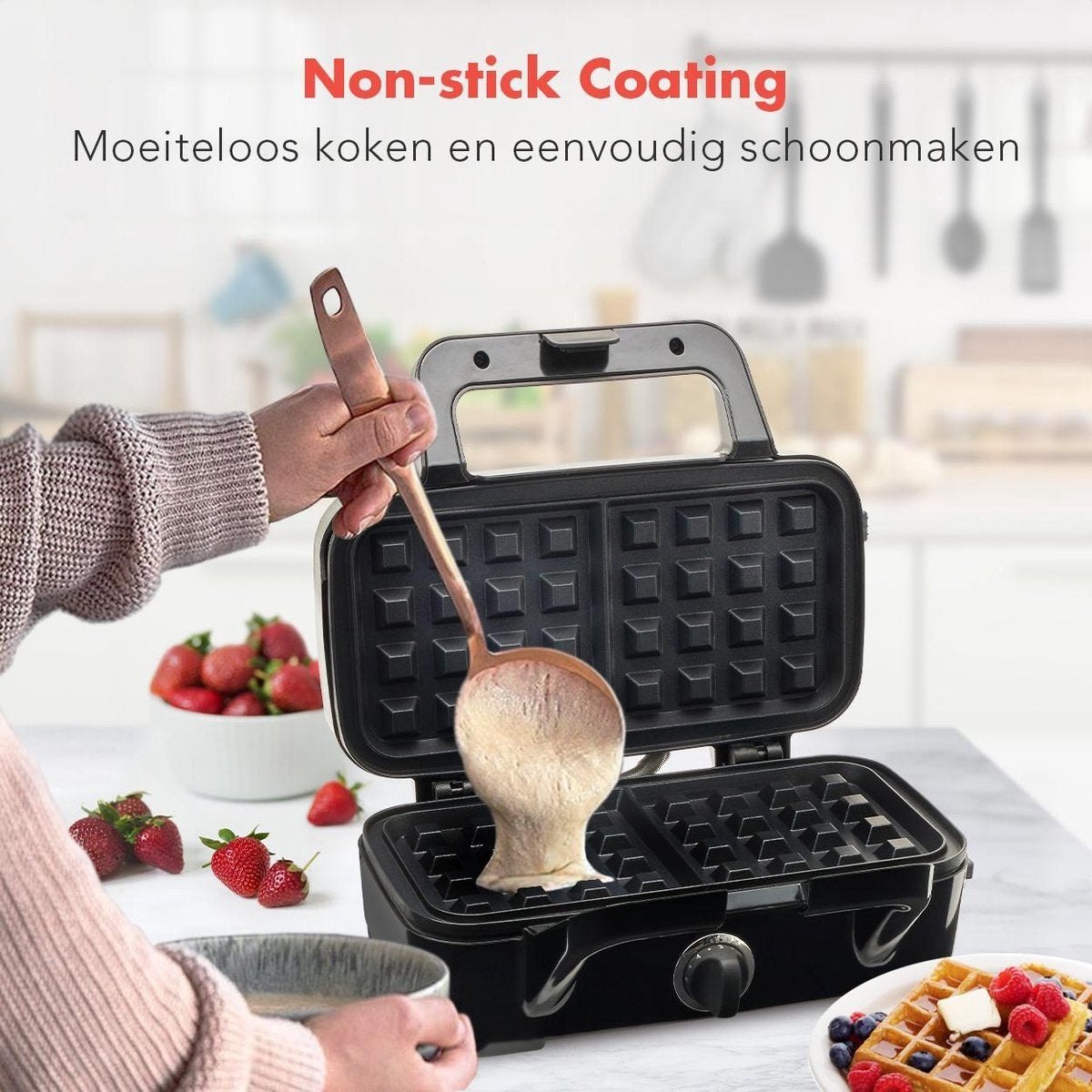 Appareil multifonction 3-en-1 KitchenBrothers - Gaufrier/Grill/Croque monsieur - Plaques interchangeables - acier inoxydable