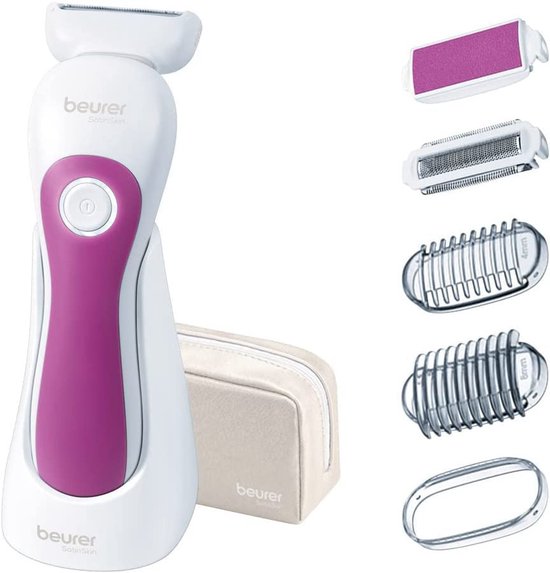 Beurer HL 36 Ladyshave - Rasoir électrique pour femmes - 4 têtes de rasage / 2 tondeuses - Utilisation sur peau sèche ou humide - Résistant à l'eau - Éclairage LED - Anti-allergène - Station de recharge, brosse et sac de rangement inclus - Garantie de 3 a