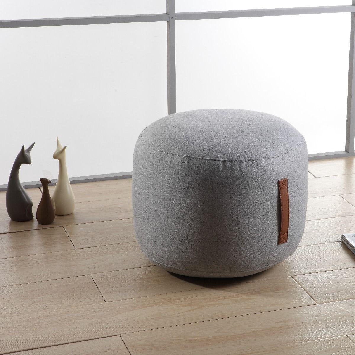 Tabouret en laine - Coninx Footstool Round - 50 x 44CM - Gris clair