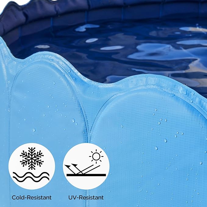 Piscine pliable pour chiens Yaheetech avec pulvérisateur, 160 x 33 cm - Bleu - Baignoire antidérapante pour animaux de compagnie