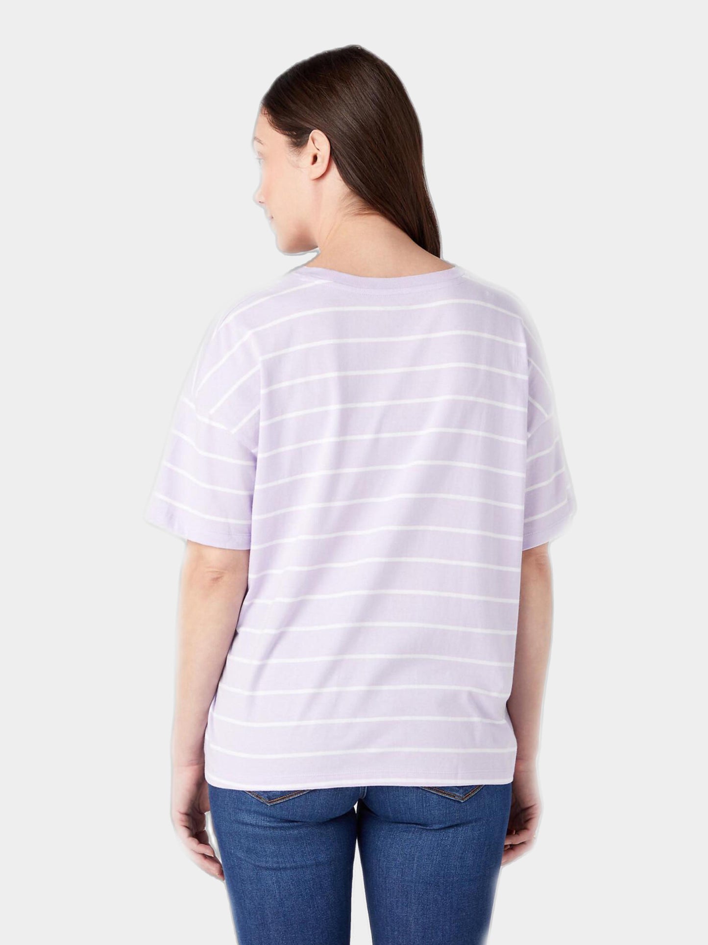 Wrangler T-shirt femme - rayé, coton, taille M, lavande/blanc - coupe oversize, longueur 62 cm, largeur 55 cm