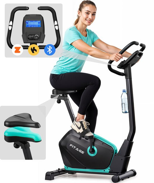 FITAGE Hometrainer - Vélo de fitness avec 32 niveaux de résistance - Support de tablette pour Bluetooth Kinomap & Zwift - Vélo d'entrée de gamme, ergonomique et silencieux - Hometrainers Fitness pour la maison