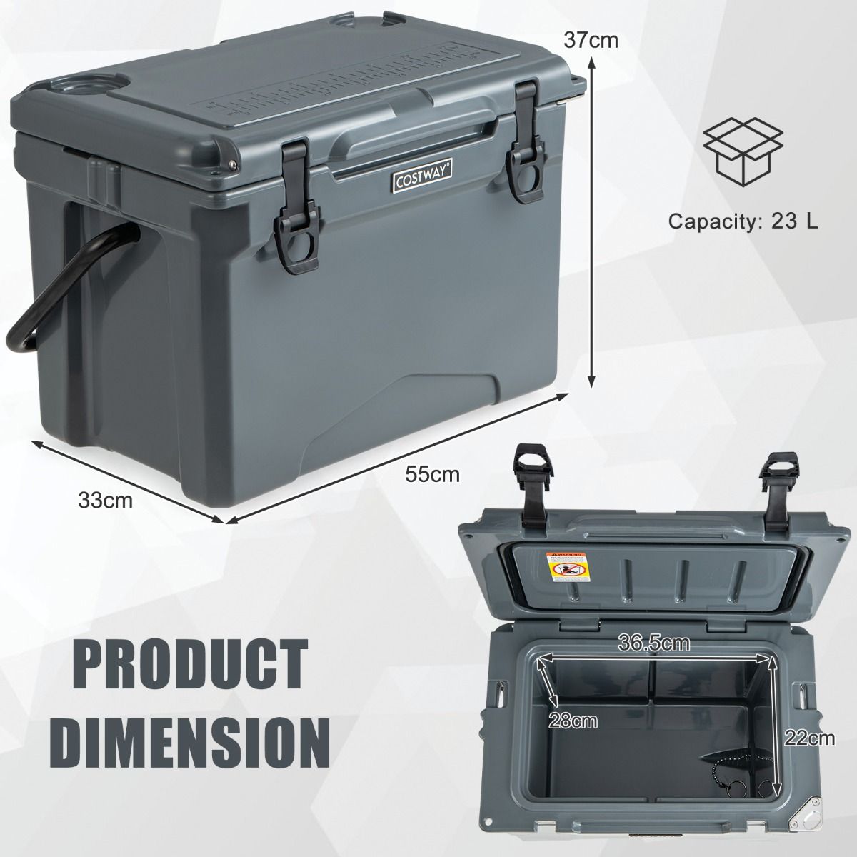 Glacière Coast - moulée par rotation - isotherme - 21 litres - grise