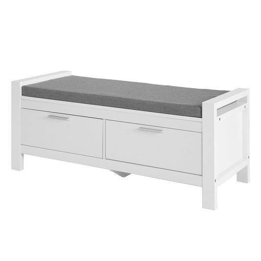 SoBuy FSR74-W Banc à chaussures avec rangement avec coussin de siège 2 tiroirs Banc de lit