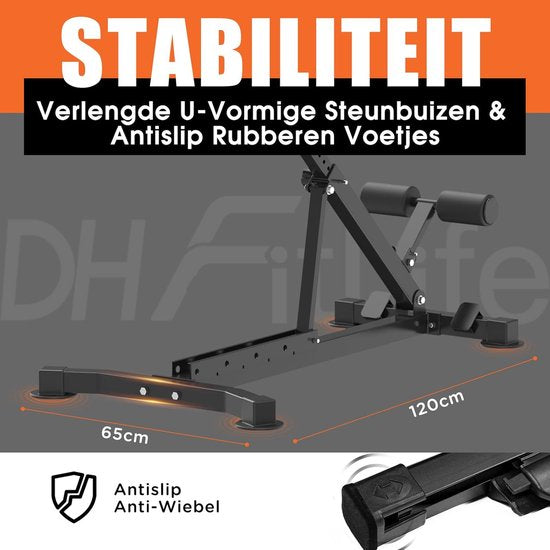 DH FitLife 5-in-1 Chaise romaine en hyperextension pour l'entraînement des abdominaux et des lombaires, réglable jusqu'à 150 kg, banc multifonction pour les curls et les haltères