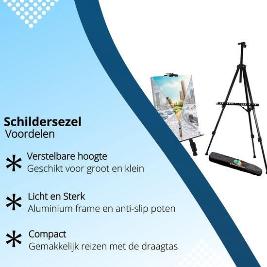 Chevalet CreaTime réglable et pliable pour adultes, avec housse de protection/sac de transport de luxe, chevalet de plein air