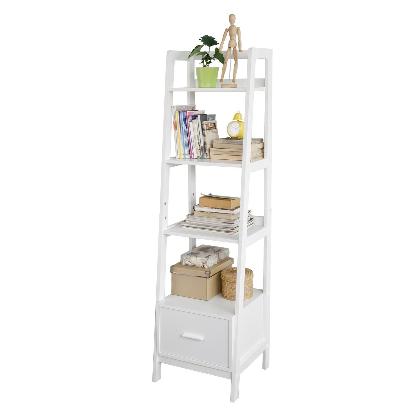 SoBuy Bibliothèque avec tiroir - Blanc -160x44x40cm