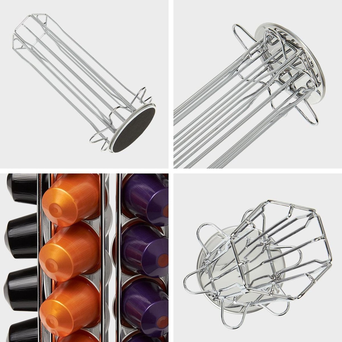 KitchenBrothers Porte-capsules - Nespresso - 42 Tasses - Pivotant - acier inoxydable
