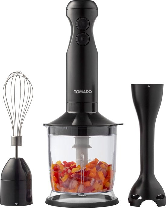 Tomado TSB3501B - Set mixeur plongeant - Hachoir - Fouet - 350W - 2 vitesses - Noir