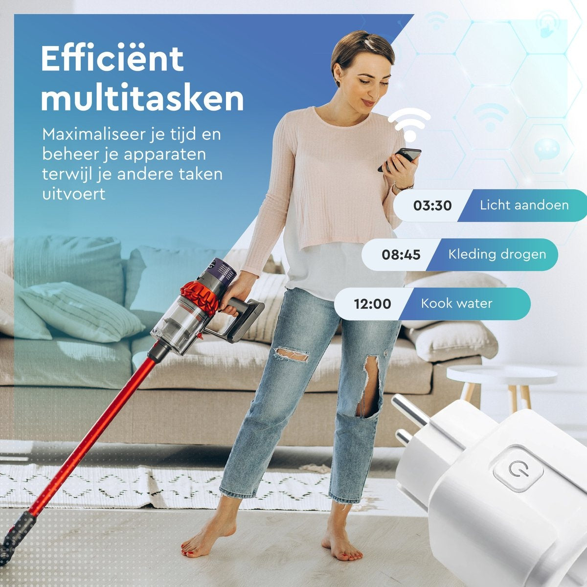 AyeWay Smart Plug avec compteur d'énergie - Smart Plug - Prise WiFi - Fonctionne avec Google Home & Alexa - iOS & Android - 1 pièce