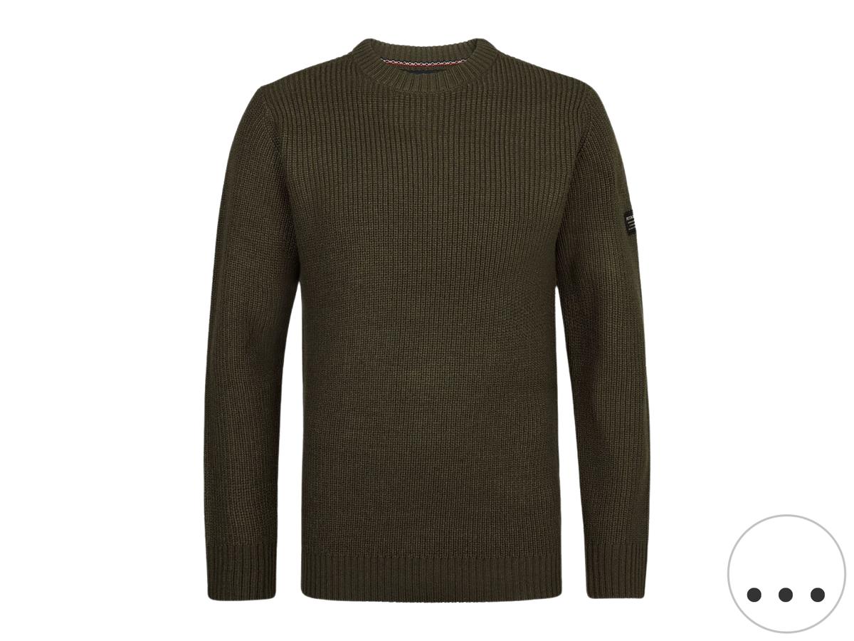 Pull en maille couleur pétrole à col rond - Modèle basique - taille XXL - Noir intense