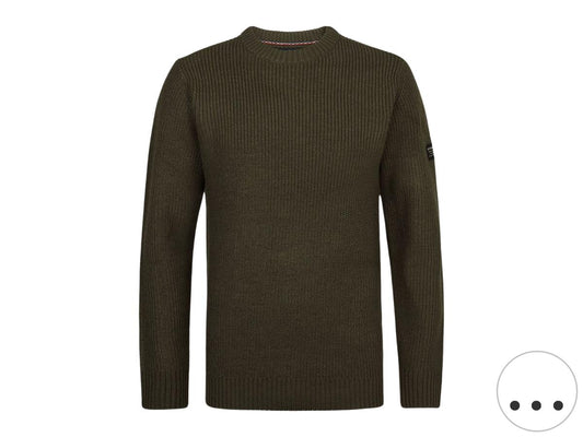 Pull en maille couleur pétrole à col rond - Modèle basique - taille XXL - Noir intense