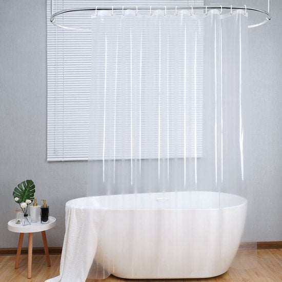 Loti Living Rideau de douche anti-moisissure - Transparent - Anneaux inclus - Imperméable - PEVA - Rideau de douche 180x200 cm