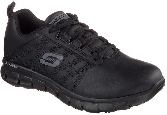 Baskets Skechers Work Relaxed Fit en cuir noir - Femmes
