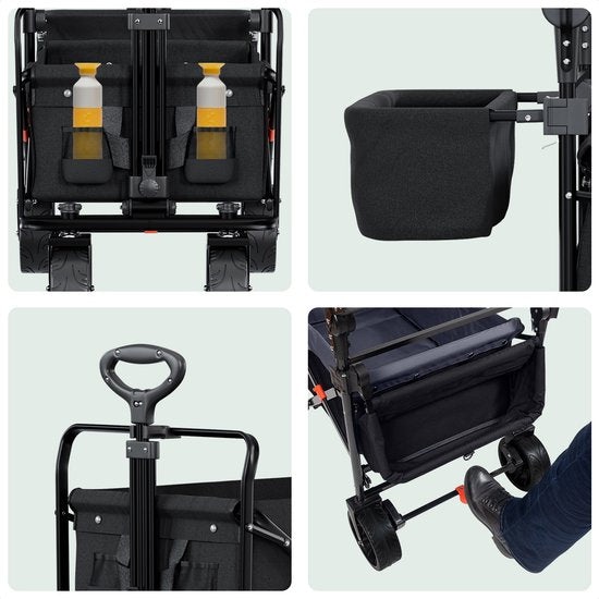 Chariot pliable LifeGoods - Jusqu'à 120KG - 90L - Polyester lavable - 120x80cm - Noir