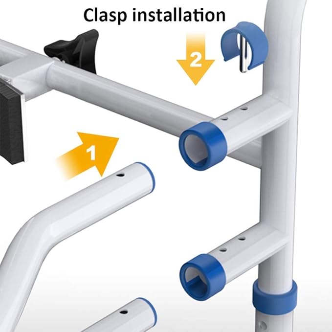 BODHIS Barre de WC - Réglable & Antidérapante - max 113 kg - 55.5 x 50.5 x 80.5 cm - Blanc