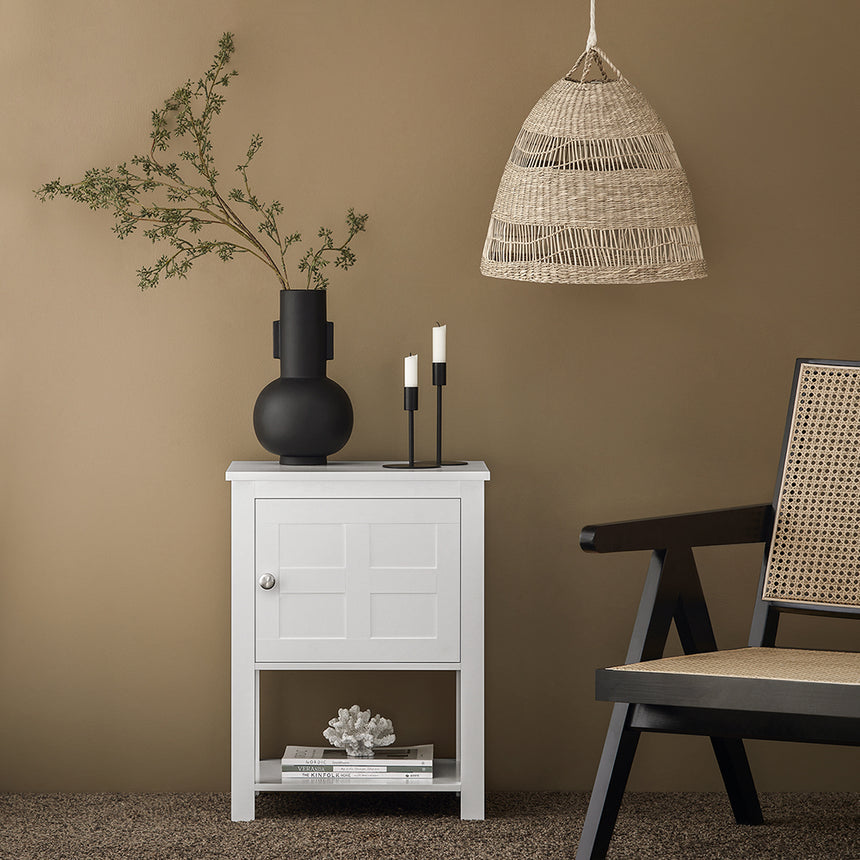 SoBuy FBT113-W Table de nuit Boxspring Bed Sofa Table Side Table Narrow Phone Table Nightstand with 1 Door Nightstand White