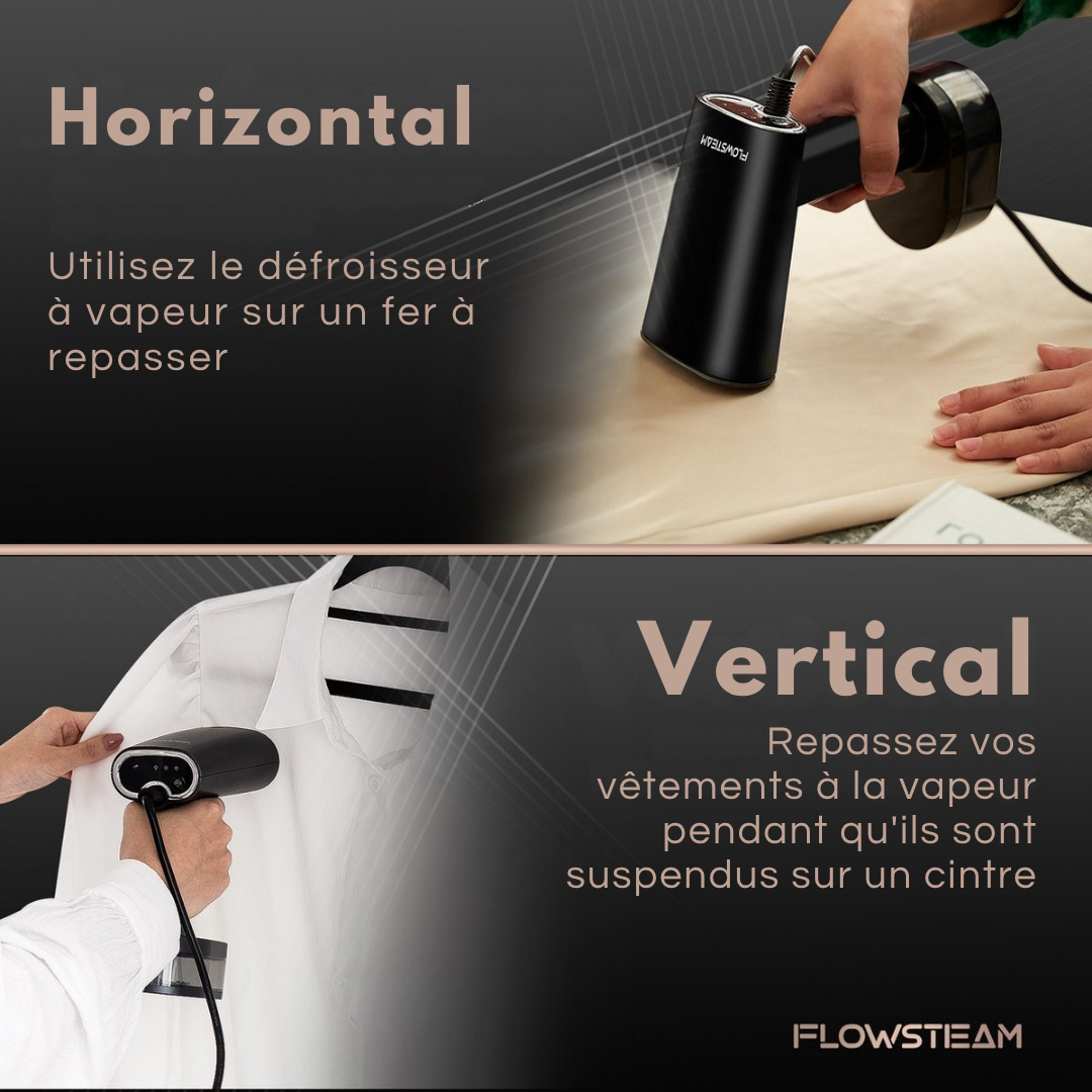 Défroisseur à vapeur FLOWSTEAM® - Réservoir 0,37L - 15 minutes de vapeur continue - 1680 W - Noir