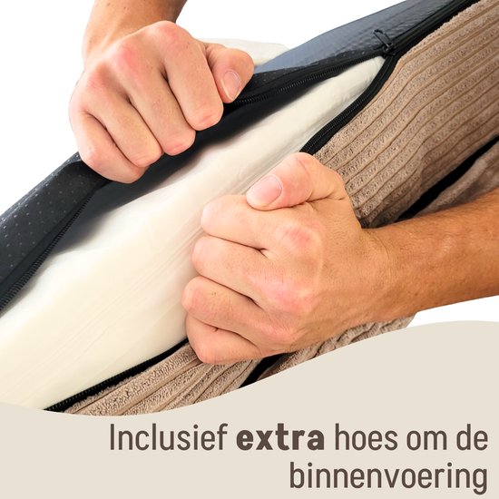 By Cee Cee Panier orthopédique pour chien - Coussin orthopédique pour chien - Lit pour chien - Tissu côtelé - Pour chiens de taille moyenne - Taupe moka - 108x81cm - Emma