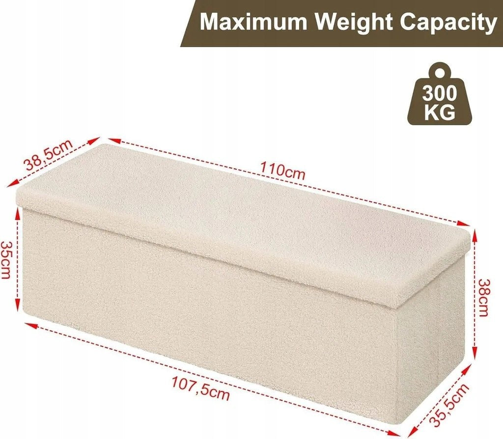 Banc de rangement Eugad avec couvercle - Beige - 110 x 38 x 38 cm