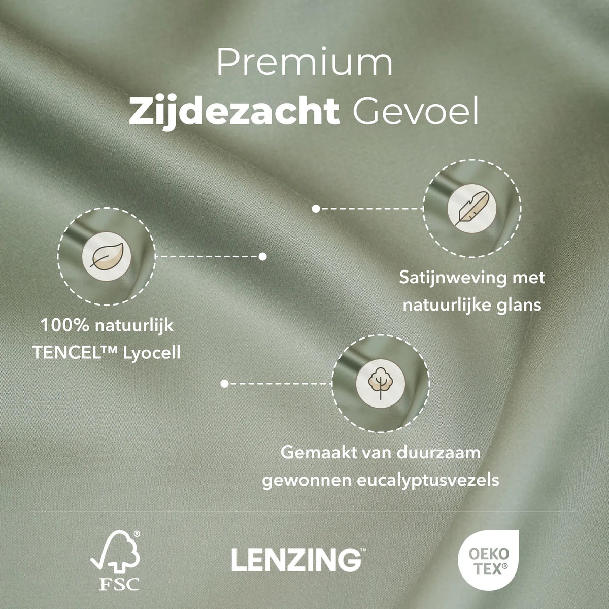 Sjumo Drap-housse Tencel™ Sateen - 160x200 cm - Sage Green