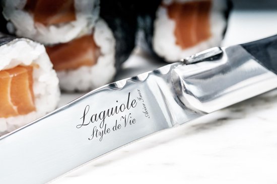 Laguiole Style de Vie Couteaux à steak Luxury Line - 6 pièces - Bois de pakah noir