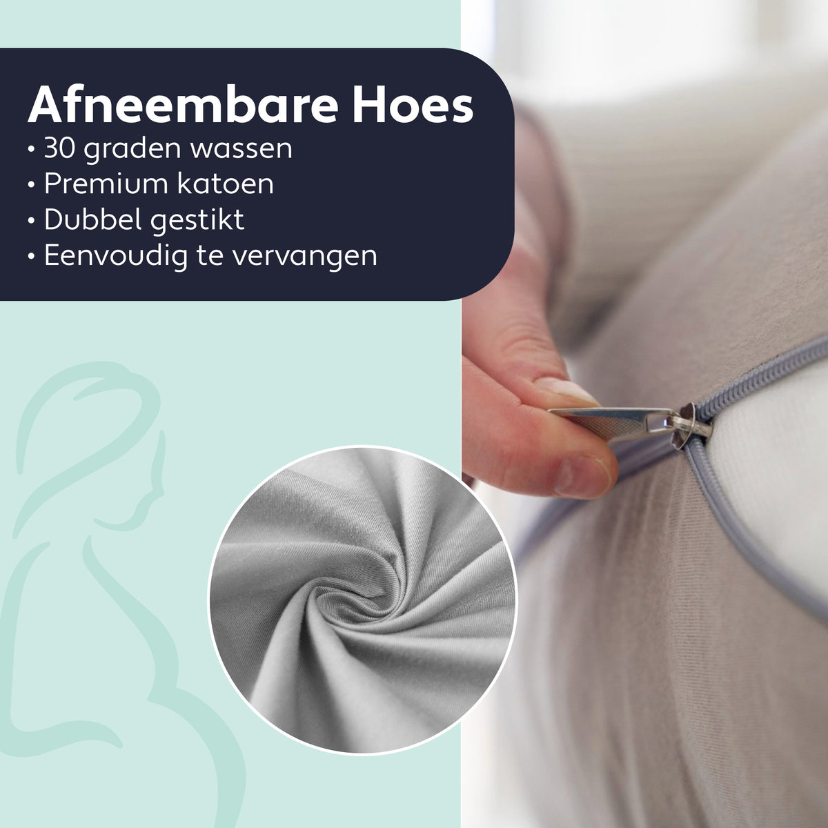 Coussin de maternité XXL - Litollo® - Coussin d'allaitement - Coussin de corps - 280cm - Housse amovible - Gris
