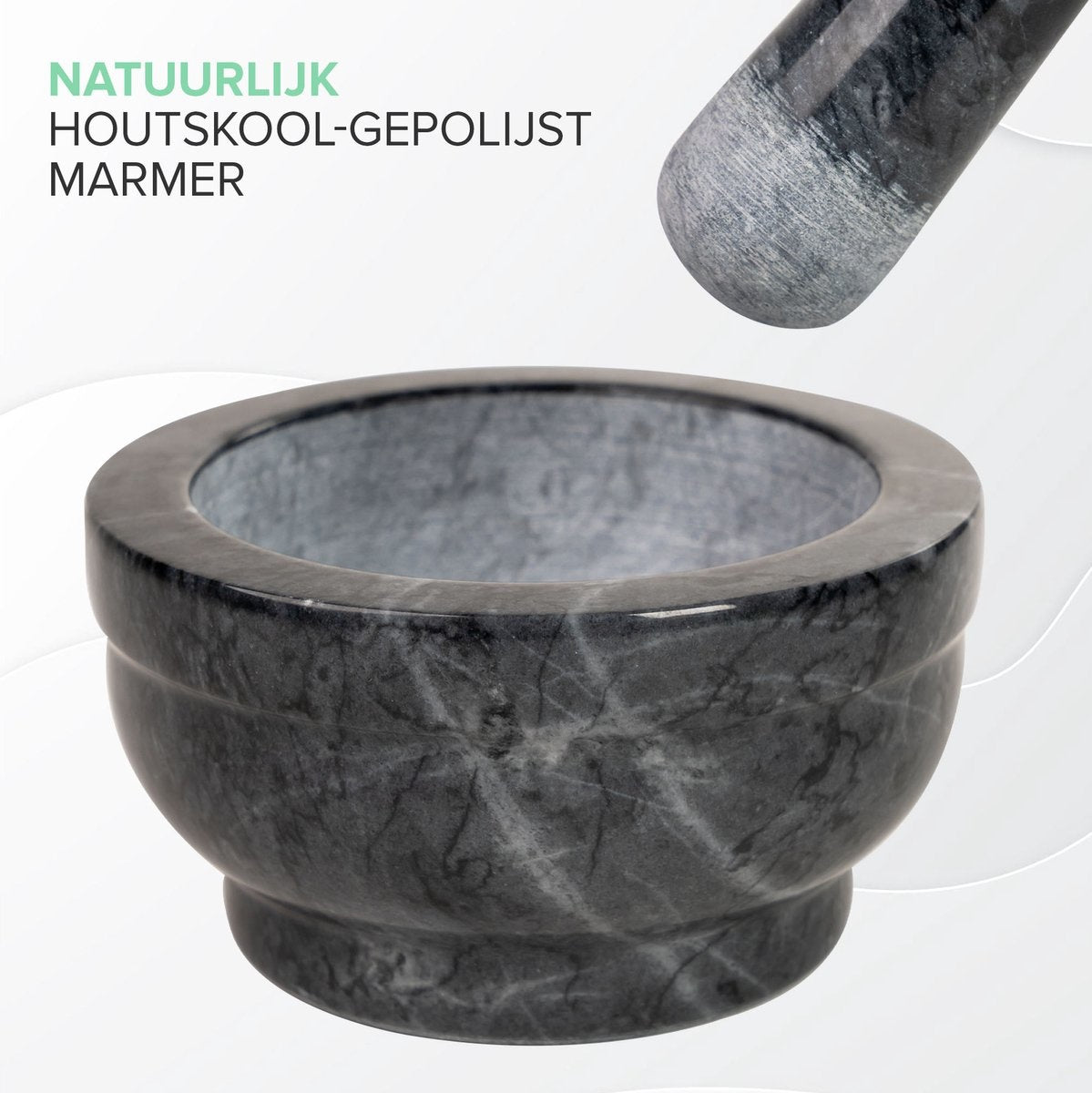 Mortier Coninx - Mortier avec pilon - Broyeur à épices - Ø15 X H8CM - Marbre noir poli
