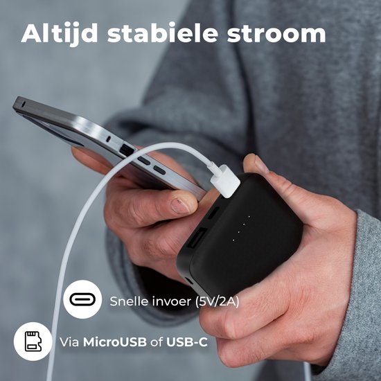 Denver Powerbank 10000 mAh - Avec indicateur de batterie - USB - Micro USB - Powerbank universel pour Apple iPhone / Samsung, entre autres - Noir - PBS10010B