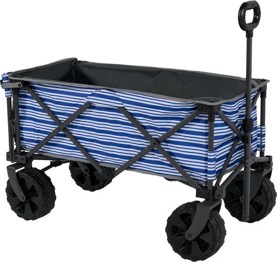 Chariot Tristar avec hayon, capacité de charge de 70 kg - 94 x 49 x 58 cm - Chariot pliable pour la plage, les festivals, le camping, le jardin, les sorties - Châssis robuste en accordéon - Chariot de plage, chariot de transport, chariot à tirer - Sac de