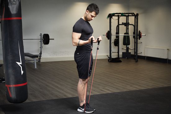 Rebblo - Kit d'entraînement à domicile – 10 pièces – Bandes de résistance – Bandes pour les chevilles – Poignées – Ancrage de porte – Kit de fitness avec sac de rangement inclus - 2/3/4/5/6 kg