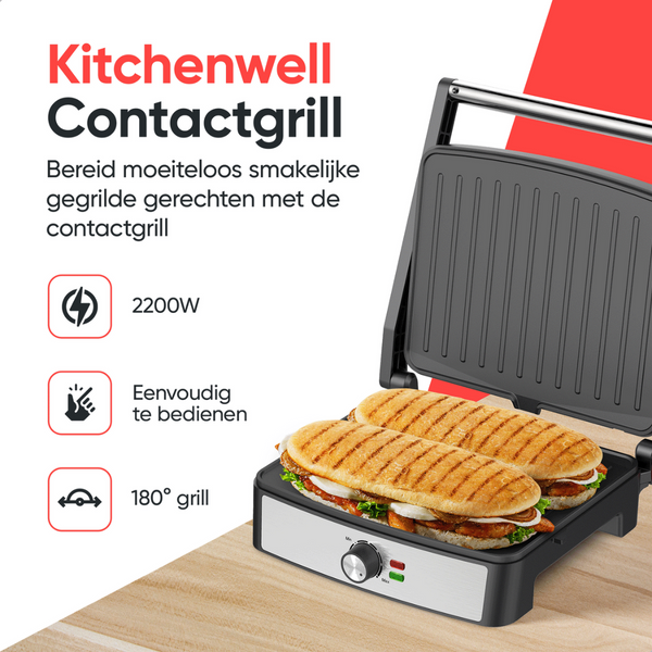 Gril multifonction 3-en-1 - Kitchenwell - Contact Grill - Repas sains et rapides