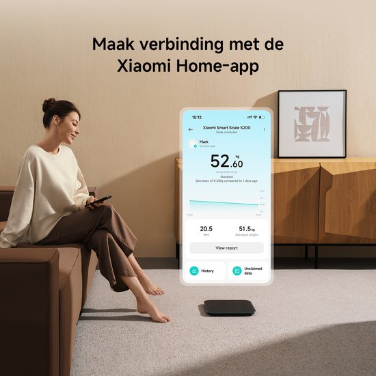Xiaomi Smart Scale S200 Blanche | Pèse-personne intelligent | Précision de 0,05 kg | IMC | Application Xiaomi Home | Jusqu'à 150 kg