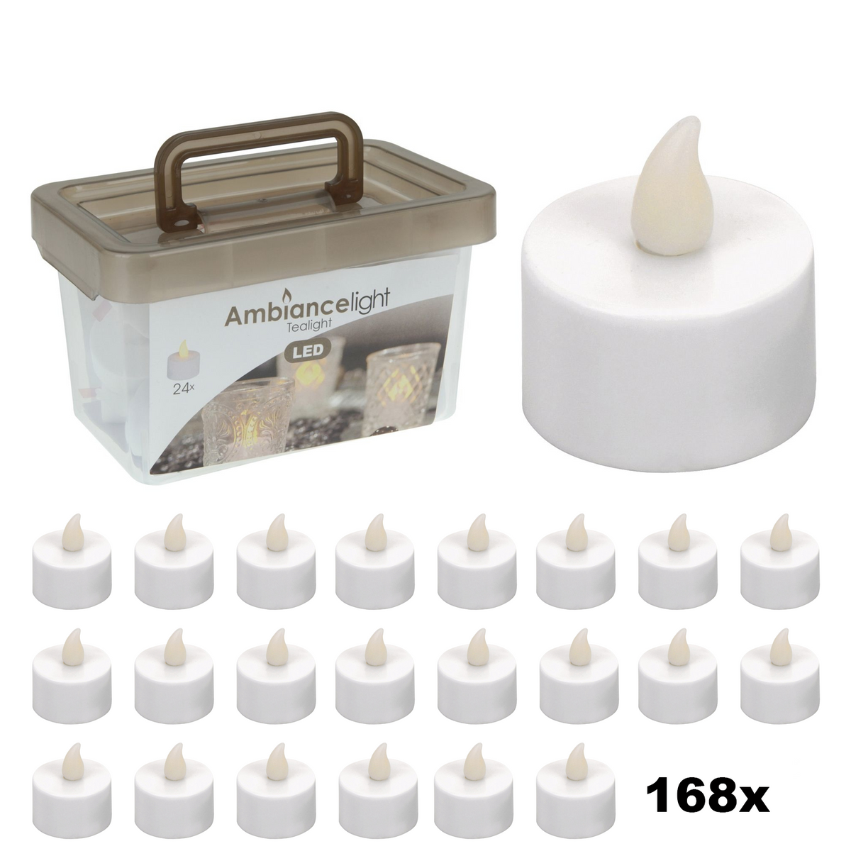 Set de bougies chauffe plat LED Tealight - 168 bougies - 60 heures d'autonomie - Piles incluses - Blanc