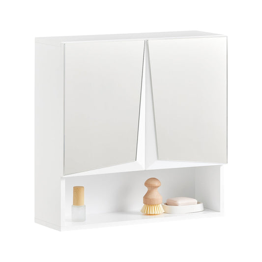 SoBuy Armoire murale de salle de bain - Armoire de toilette - Max. 15KG - 48 x 48 x 17 cm - Blanc